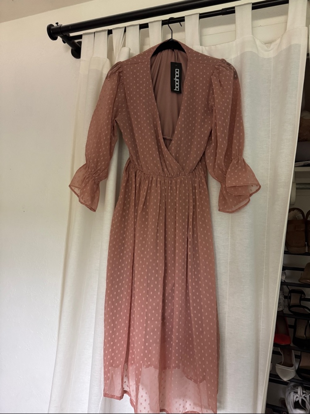 Boohoo Dusty Rose Midi Wrap Dress